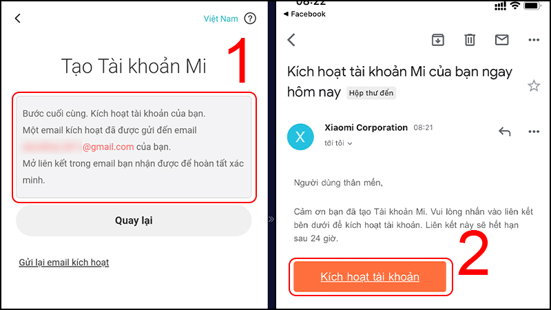 X&aacute;c nhận mail để k&iacute;ch hoạt t&agrave;i khoản